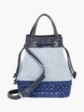 Talbots Seersucker Drawstring Bag Purse